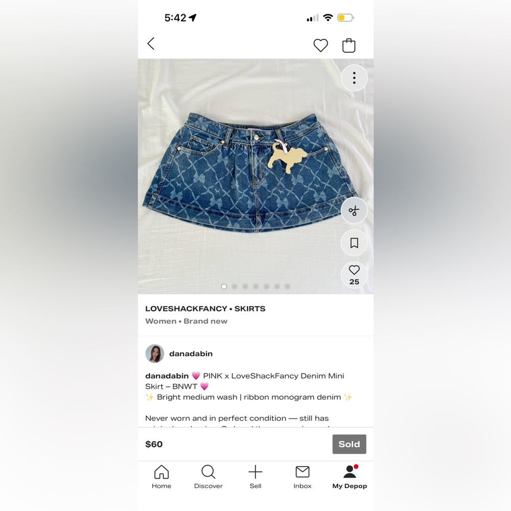 SOLD - BNWT PINK x LoveShackFancy Denim Mini Skirt – S